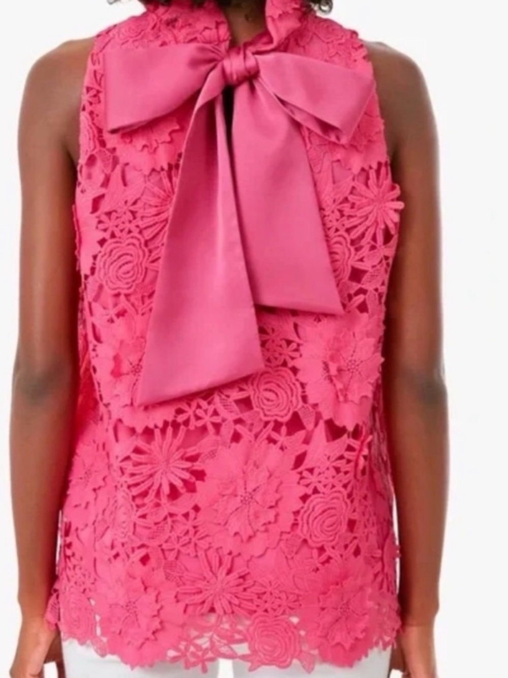 Tuckernuck Pink Lace Top Back Bow Women's Medium Romantic Feminine Blouse - Picture 5 of 11